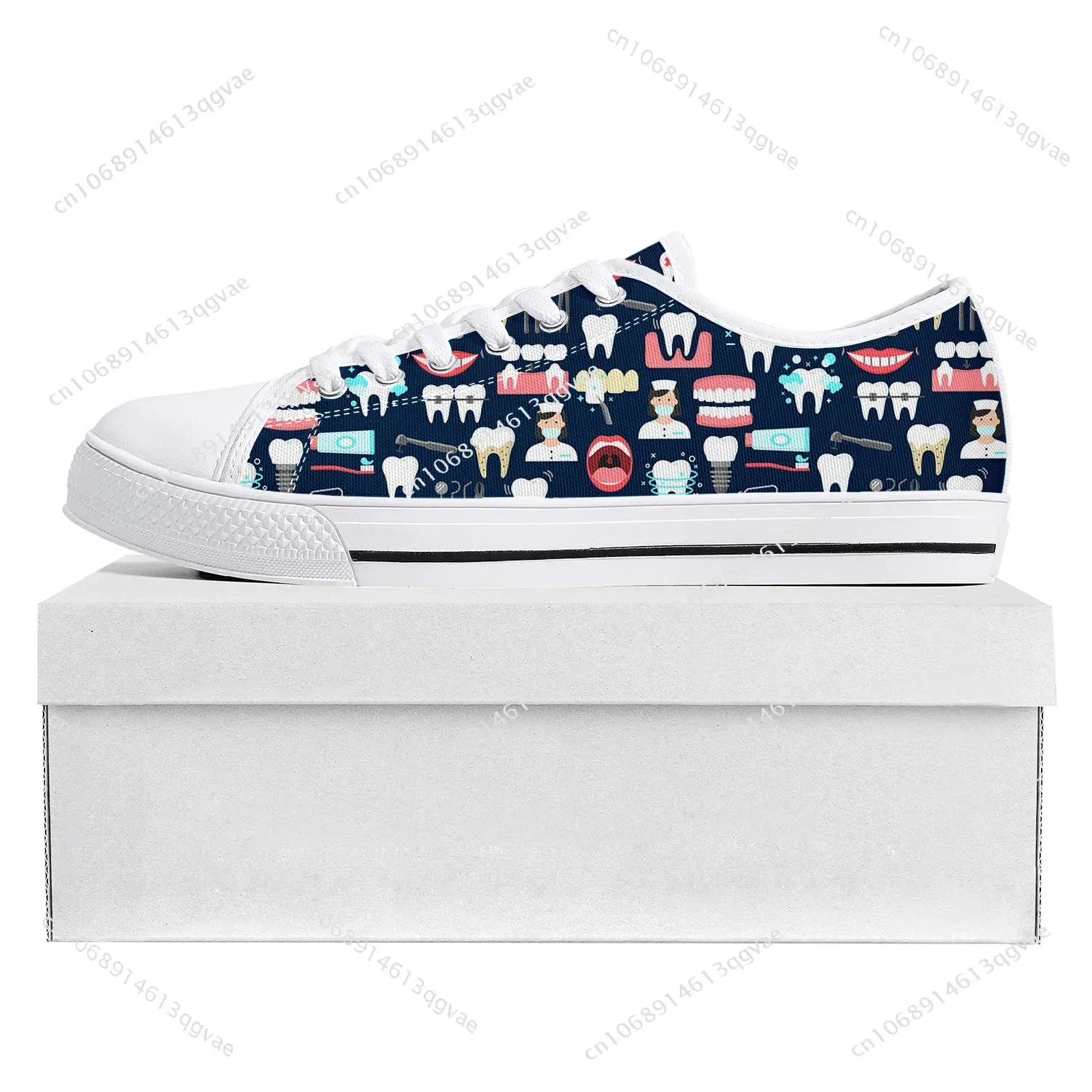Tooth Dentist Cartoon Pattern Low Top High Quality Sneakers Mens Womens Teenager Tailor-made Shoe Canvas Sneaker Couple Shoes