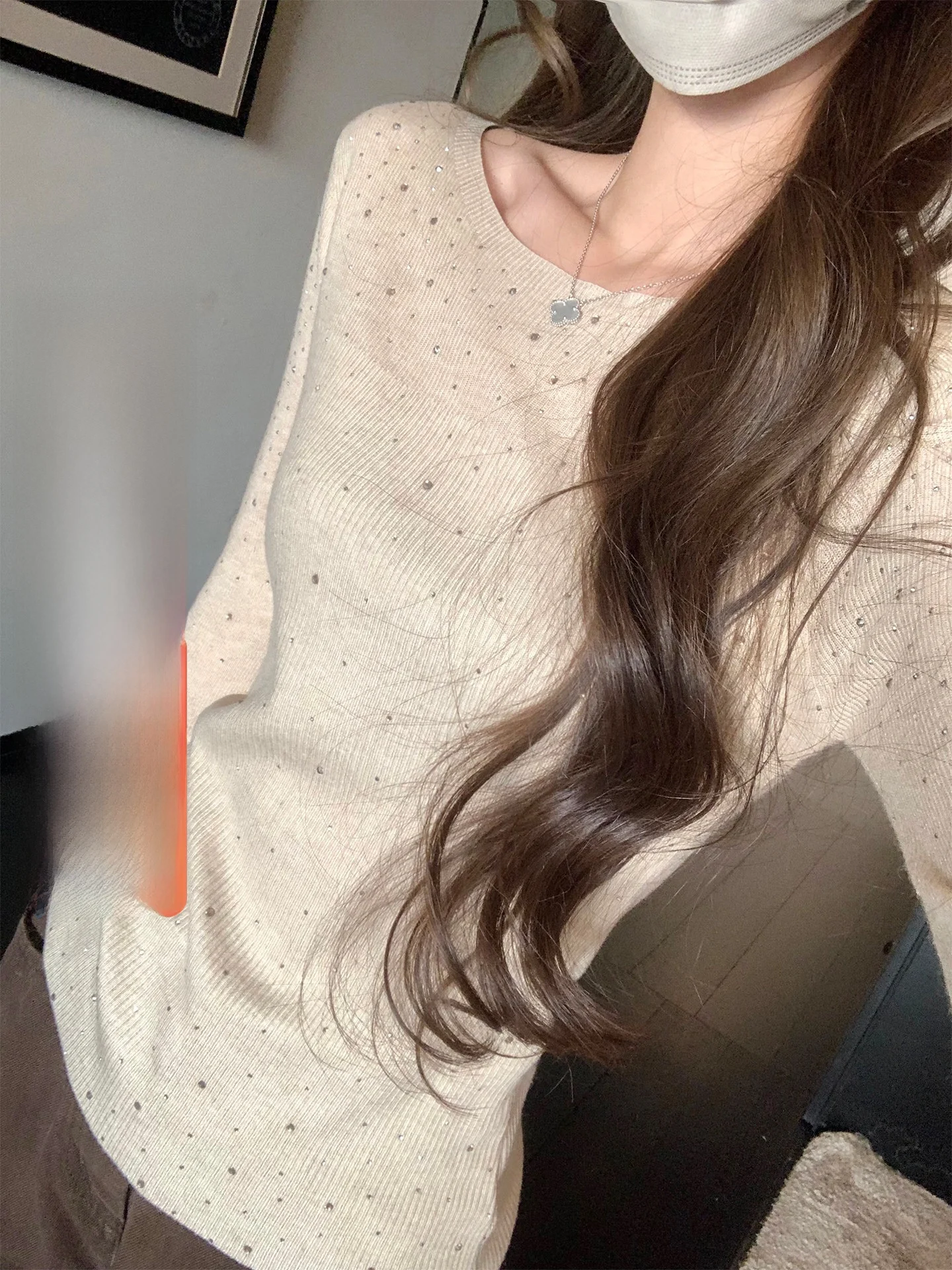 

Женская трикотажная рубашка Cloud Fuzz Drill однотонная с длинным рукавом, облегающая, базовый слой, весенняя новинка в корейском стиле, из полиэфирного волокна