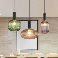 Nordic Glass Pendant Light Cognac White Green Single Head Dining Room Hanging Lamp Bedroom Cafe Bedside Balcony Study Home Decor