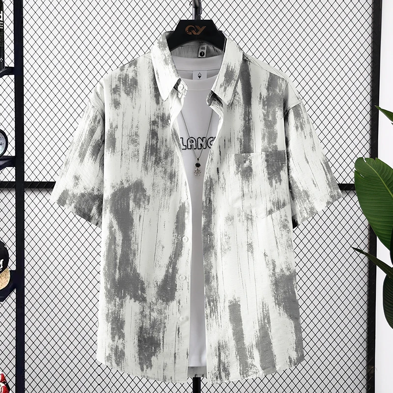 

Summer New Men's Slim Fit Faionable round Ne ort Sve irt Loose And Cool adient Color Blo Casual Sle Polyeste...