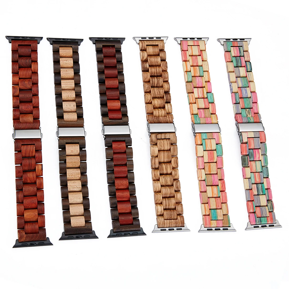 Wooden Watchband 20mm 22mm 24mm Width Watch Band Natural Bamboo Natural Wood Clock Belt Men Wristwatch Strap for iPhone