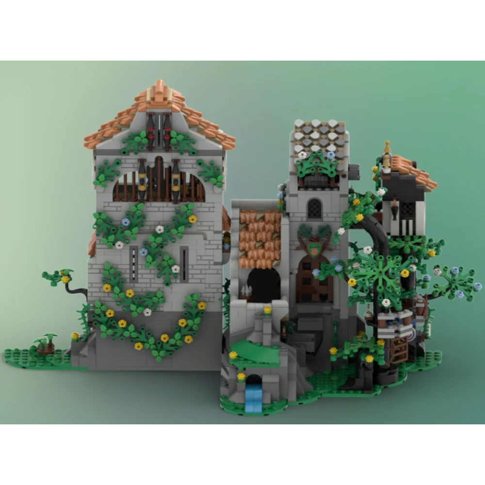 Bloques de construcción MOC para niños, juguete de ladrillos para armar iglesia del Rey León, Escudo del bosque, vista de la calle Medieval, ideal para regalo de cumpleaños, código 1998, piezas