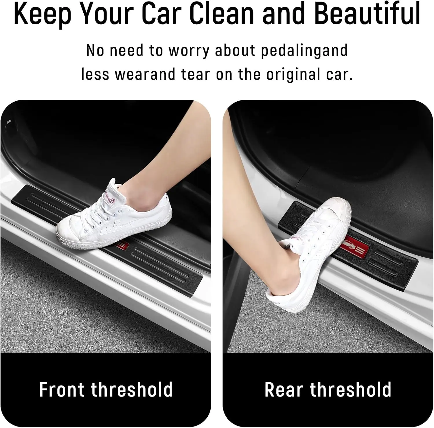 (Red Trim) For Honda Accord 2013-2017 Hybrid (Include HEV) Accessories Matte Black ABS Material Front and Rear Door Car Pedal