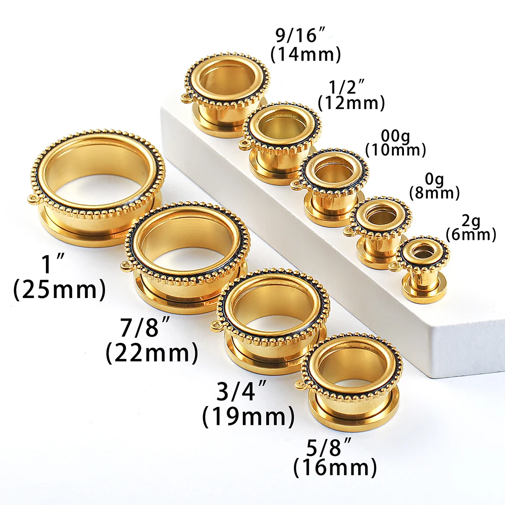 Cavort 10 PCS Wholesale Stainless Steel DIY Allergy Free Basic Dangle Ear Gauge Plugs Tunnels Body Piercing Jewelry Expanders