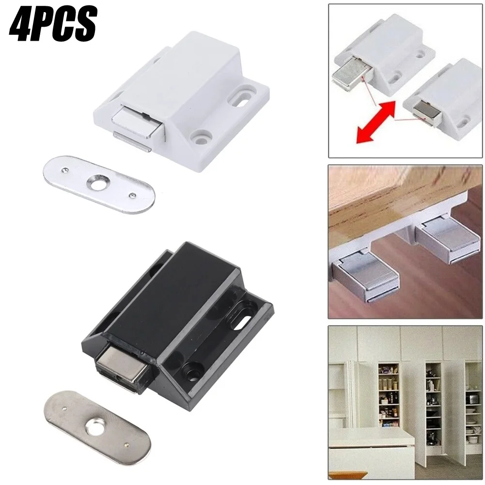 

Magnetic Pressure Catches Push To Open Plastic Metal Screw Fixing White Black Cupboard Cabinet Easy Installation
