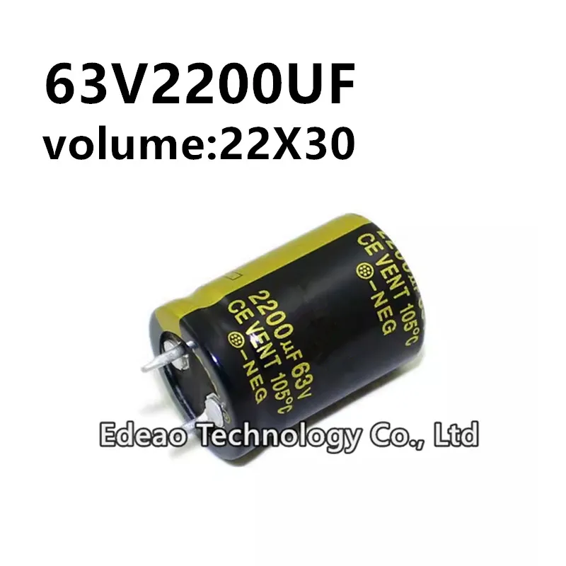 

2pcs/lot 63V 2200UF 63V2200UF 2200UF63V volume: 22X30 mm audio power amplifier inverter aluminum electrolytic capacitor