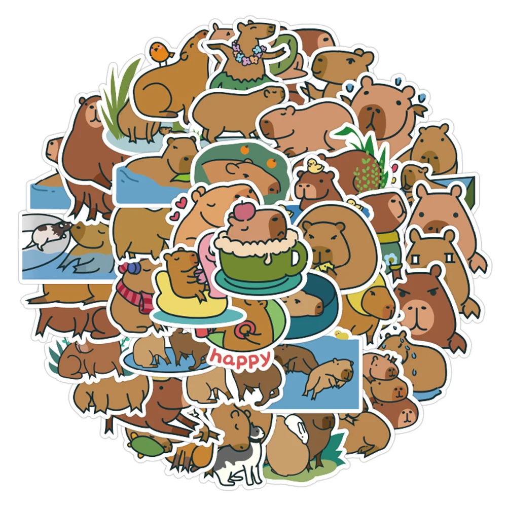 

10/30/50pcs Cartoon Capybara Kawaii Stickers for Notebook Laptop Skateboard Car Bike Motorcycle Waterproof Sticker Kid Toy Decal