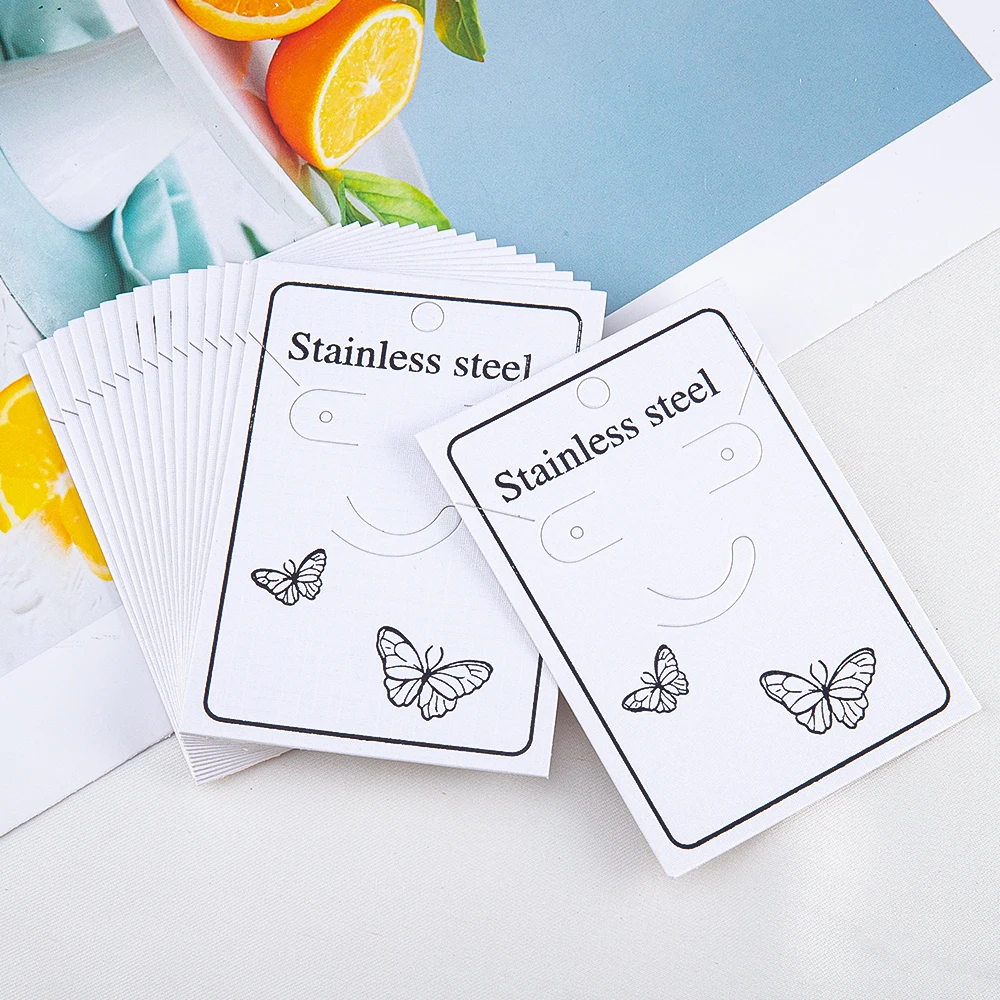 30pcs 6x8.5cm Earrings Necklace Packing Card Jewelry Display Holder for Women DIY Jewelry Retail Price Tag Butterfly Paper label