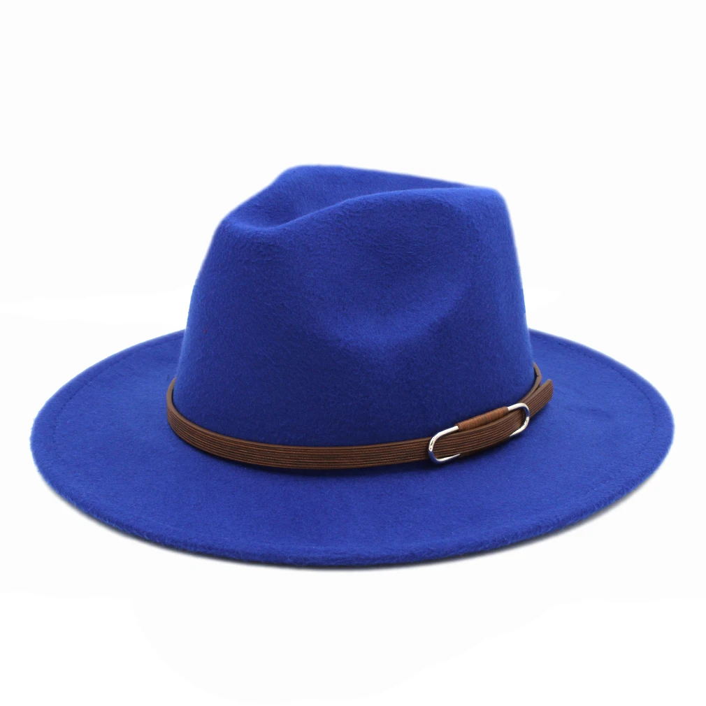 

Brown Wide Brim Hip Hop Fedora Hat Felt Panama Cap with Belt Chapeau Sombrero for Halloween Masquerade Party Size M