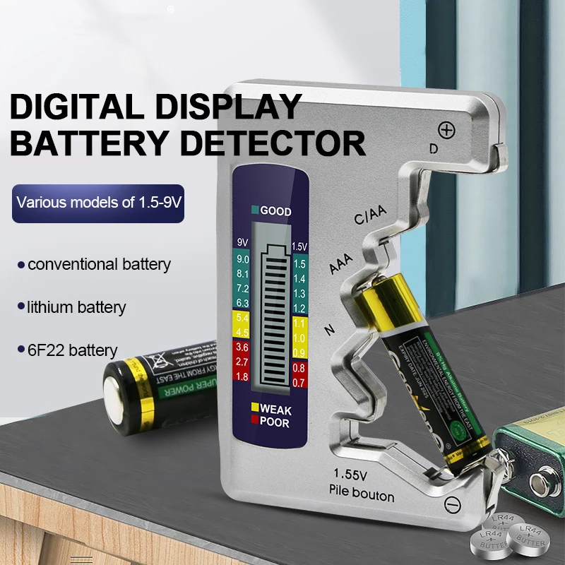 Đa Năng Kỹ Thuật Số Kiểm Tra Pin LCD AA/AAA/9V/1.5V Tế Bào Nút Dung Lượng Pin Kiểm Tra Đầu Báo điện Dung Công Cụ Chẩn Đoán