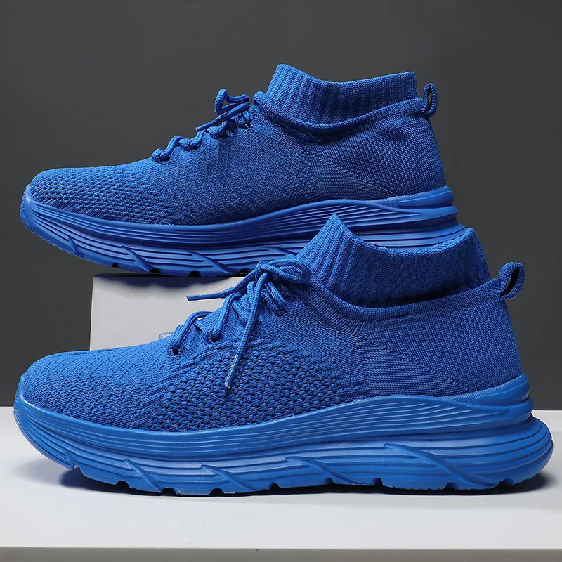

Men‘s Running Shoes Lace-up Socks Shoes Breathable Knit Casual Sneakers Anti-slip Fitness Walking Shoes Trend Lightweight Flats