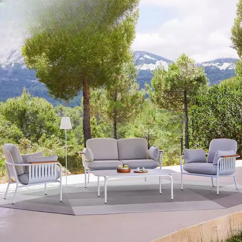 Nordic outdoor open-air sofa coffee table combination, terrace villa courtyard balcony outdoor waterproof and sunscreen