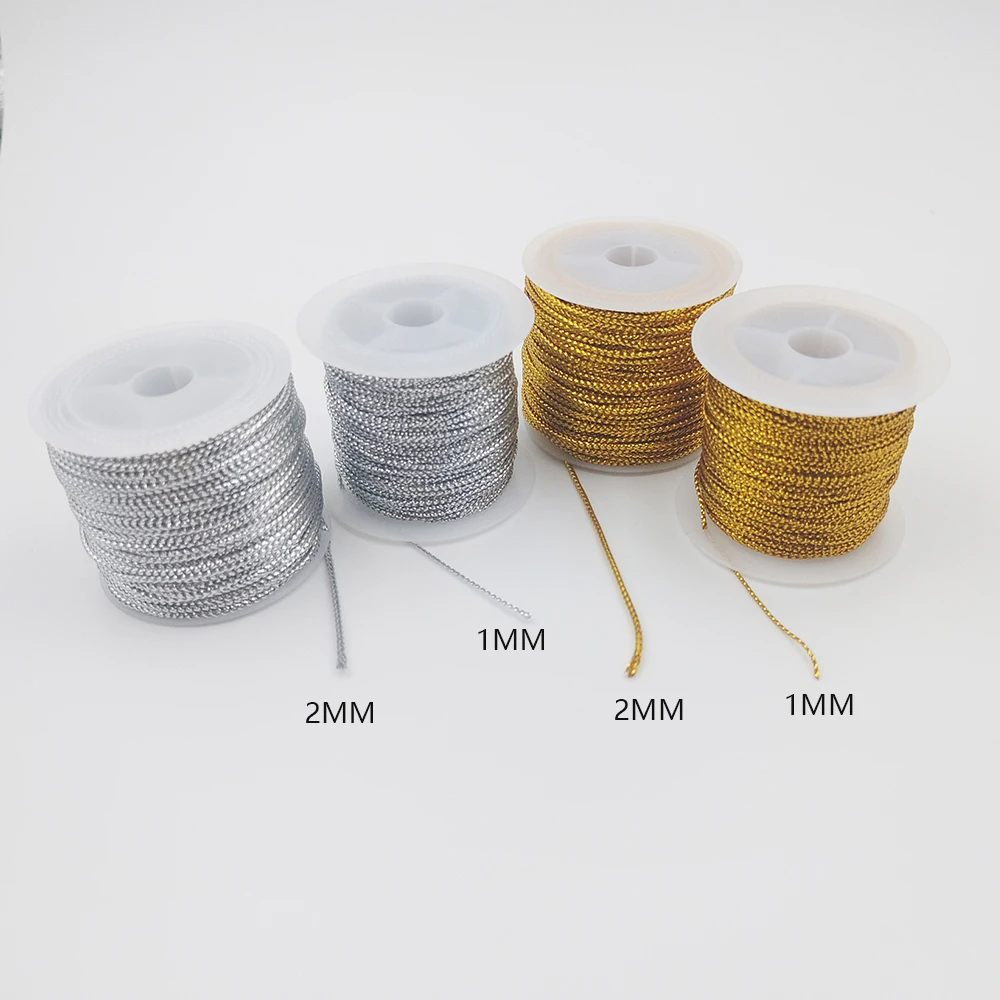 20M 1/2MM 8-Strand Thread Gold And Silver Non-Elastic Cord DIY Gift Baking Label Paper Decorative Cord Label Cord