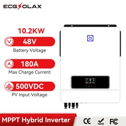 ECGSOLAX 10.2KW Hybrid Solar Inverter 48V 230V Pure Sine Wave Solar Hybrid Inverter 10200W With Dual MPPT 180A Charge Controller