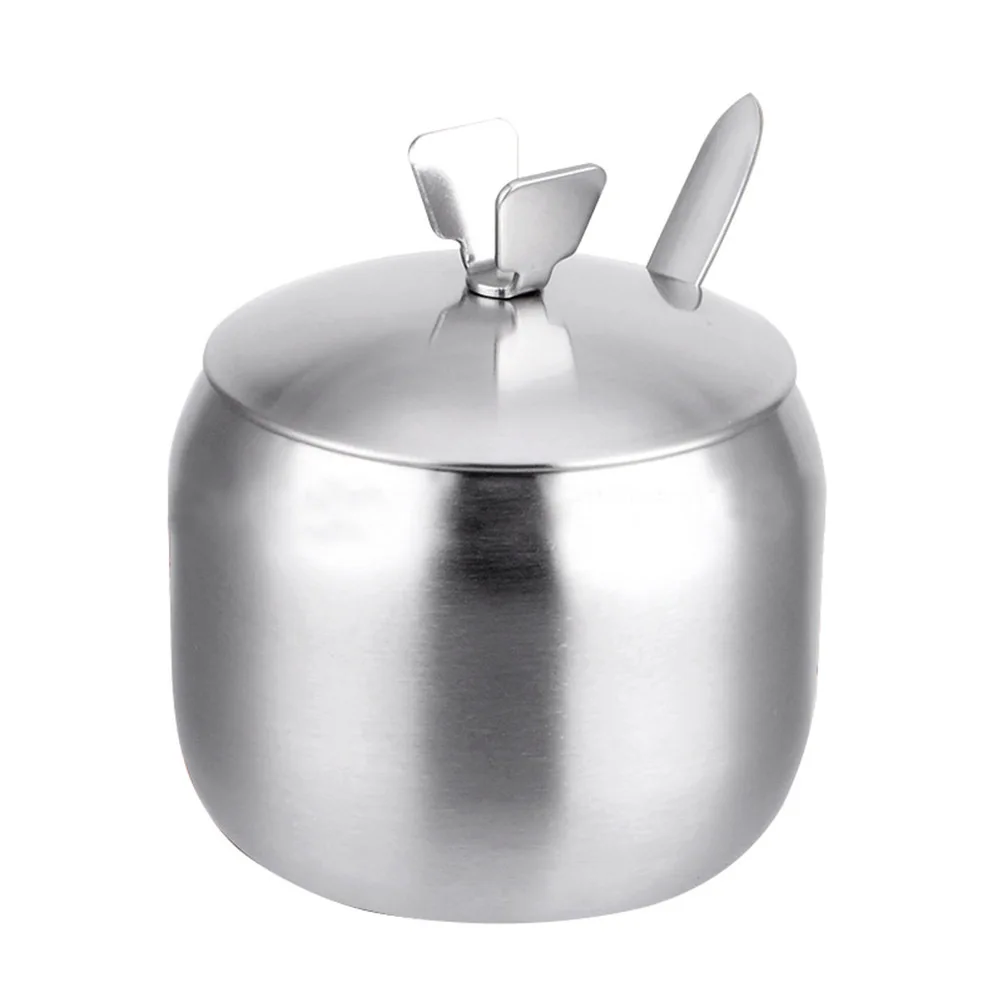 

Modern Stainless Steel Seasoning Jar 9.5cm V Lifting Handle Kitchen Condiment Storage and Stylish Seasoning Jar