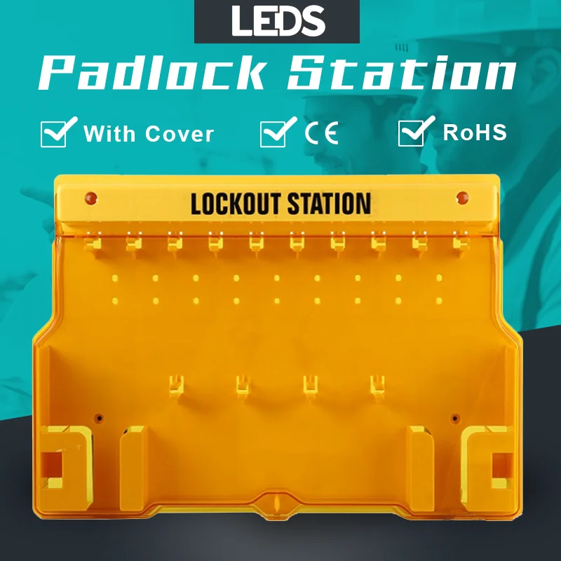 

10-Lock LOTO Station With Translucent Cover Wall-Mounted Industrial Engineering Management Station Lockout Board Unfilled LDS22