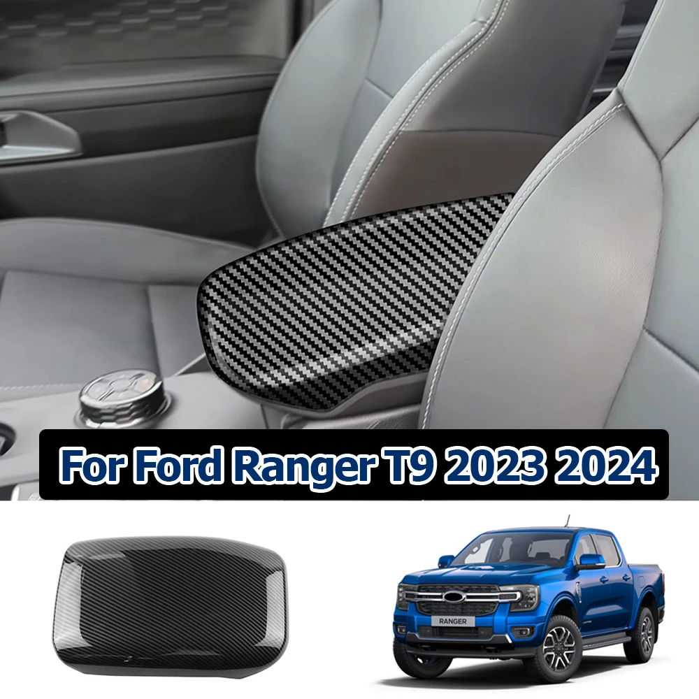 

For Ford Ranger 2023 2024 Armrest Box Panel Cover Trim Center Console Decoration Cover Car Carbon Fiber Interior