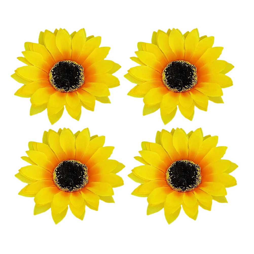 

4 Pcs Sunflower Hairpin Clips Cute Accessories Bangs Yellow Cloth Seaside Resort