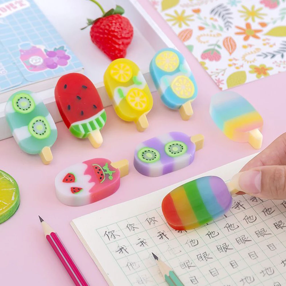 

Fruit Ice Cream Rubber Erasers Kawaii Small Bulk 2 Boxes Kids Classroom Mini Pencil Cartoon Shape Sweet Student Supplies