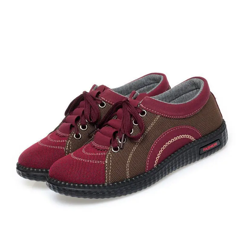 Old Beijing Cloth Shoes Autumn's New Mom Shoes Lightweight Anti-slip Flat Deep-toe Shoes Comfortable Soft-soled Casual Sneakers