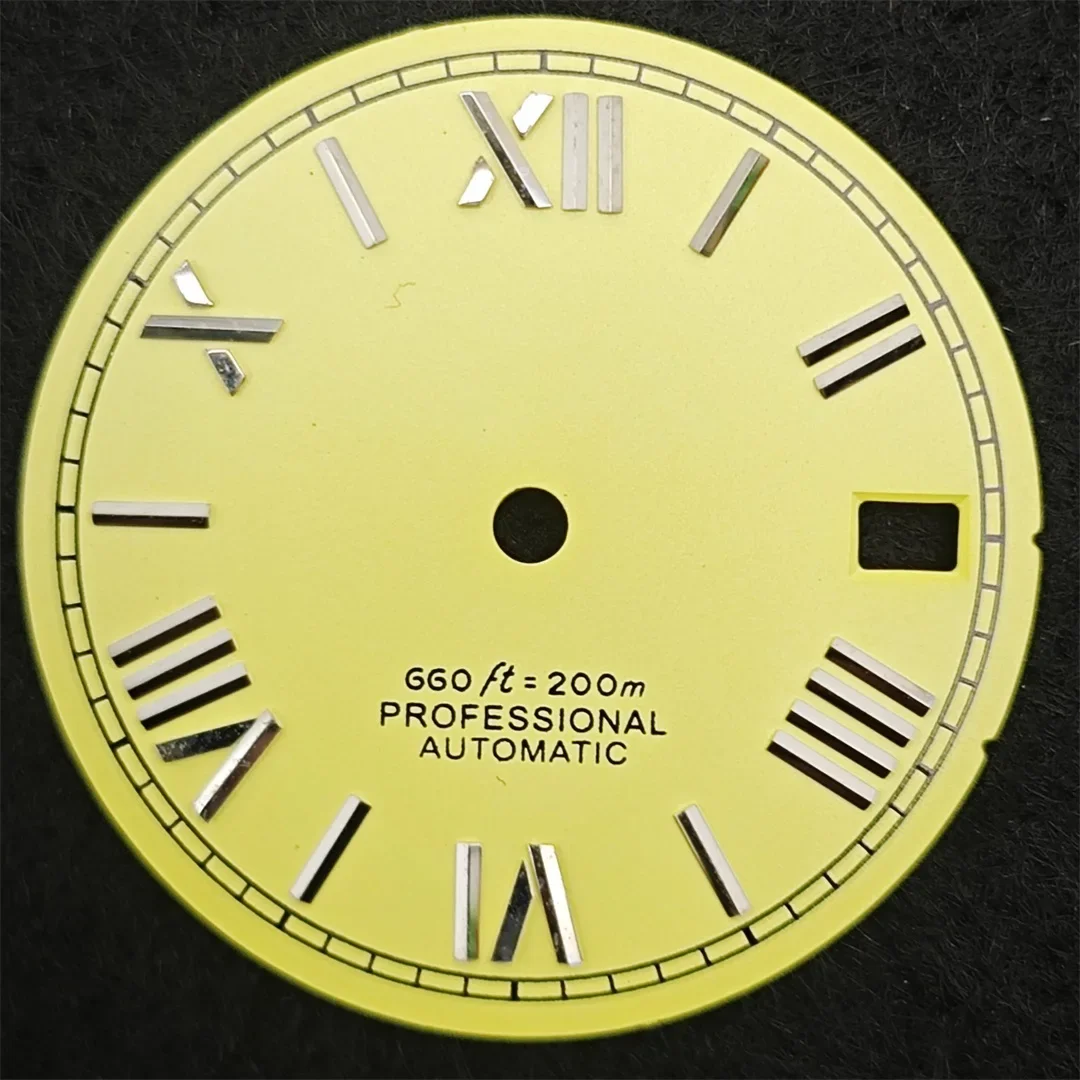 28.5mm Watch Dial NH35 Dial Roman Numeral Surface with Date Window Watch Faces Watch Replacement Parts for NH35 4R35 Movement