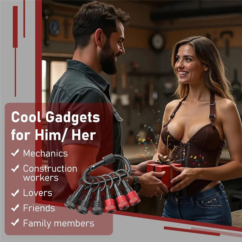 AC88-Upgrade Drill Bit Holder Key Chain 6Pcs 1/4 Bit Holder For Impact Driver Include Keychain Carabiner