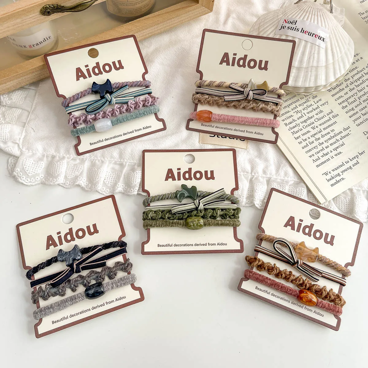 

4pcs/lot Elastic Hair Band Bow Hair Rope Tie Elastic Headband Girl Ponytail Holder Rubber Band Fashion Hair Accessories Headwear