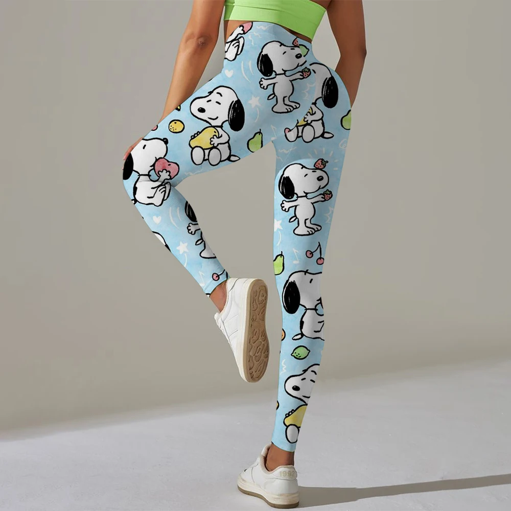

Леггинсы с мультяшным принтом Snoopy, женские сексуальные брюки, леггинсы с эффектом пуш-ап, модные леггинсы для фитнеса, спортивные брюки с высокой талией для спортзала
