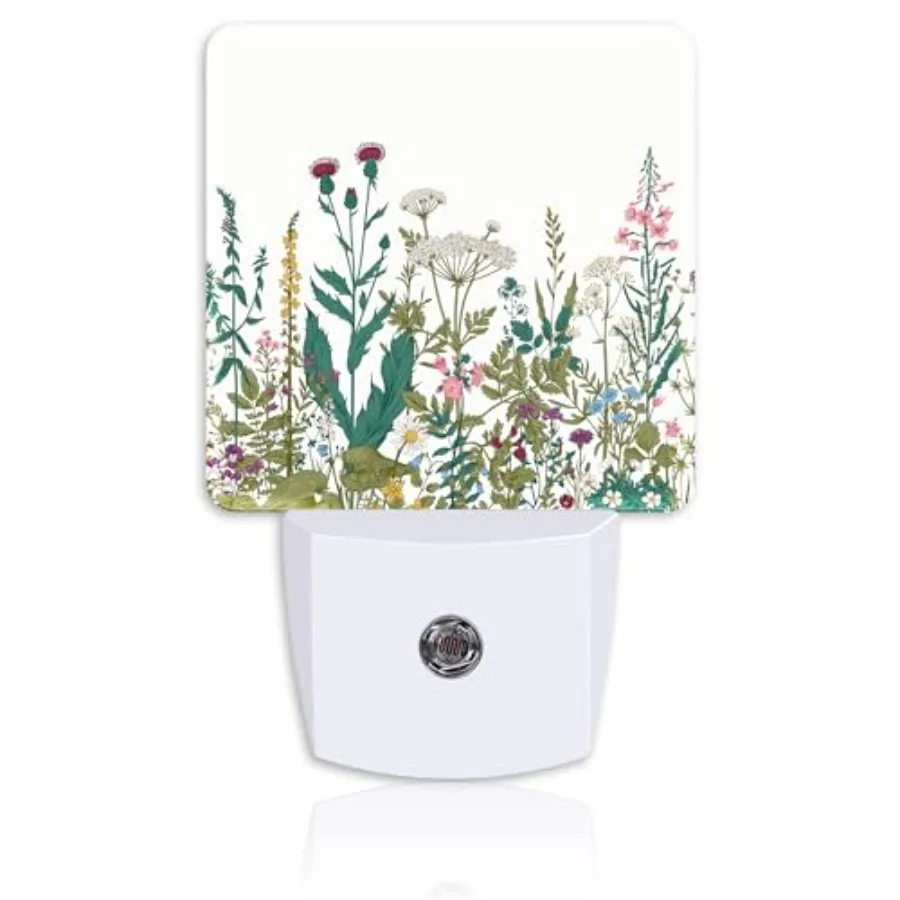Plug Night Light, Botanical Floral Night Light Lamp Auto Sensor Energy Efficient Dusk to Dawn Lights for Girls Boys Women Room