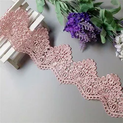 2 Yards Soluble Pink Polyester Flower Embroidered Lace Trim Ribbon Fabric Sewing Supplies Craft Decor, DIY Handmade Materials