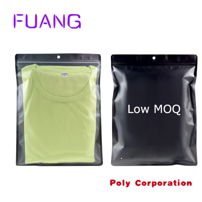 Custom  Custom garment packing bag with ziplock plastic black packaging bags Frosted Clothing package pouch shopping bags with l