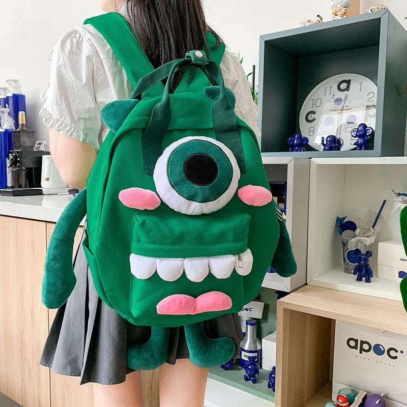 Street Trend Cute Cartoon Backpack Monster Girl Backpack Travel Large Capacity Canvas Bag