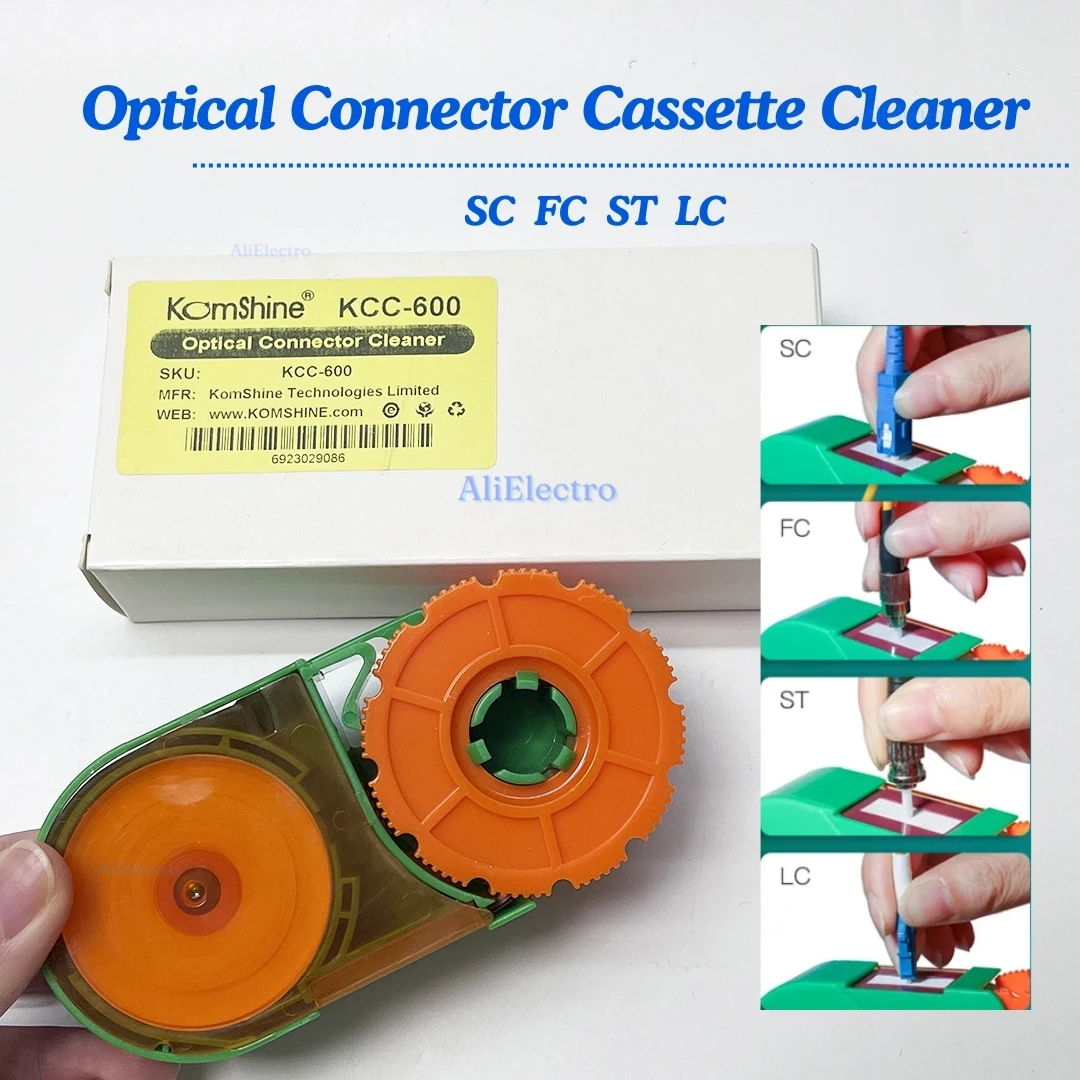 Fiber Optic Cleaning Box Optical Connector Cleaner Single & Multi Mode Cleaning Tool for FC/SC/LC/ST/MU/D4/DIN Optic Connector