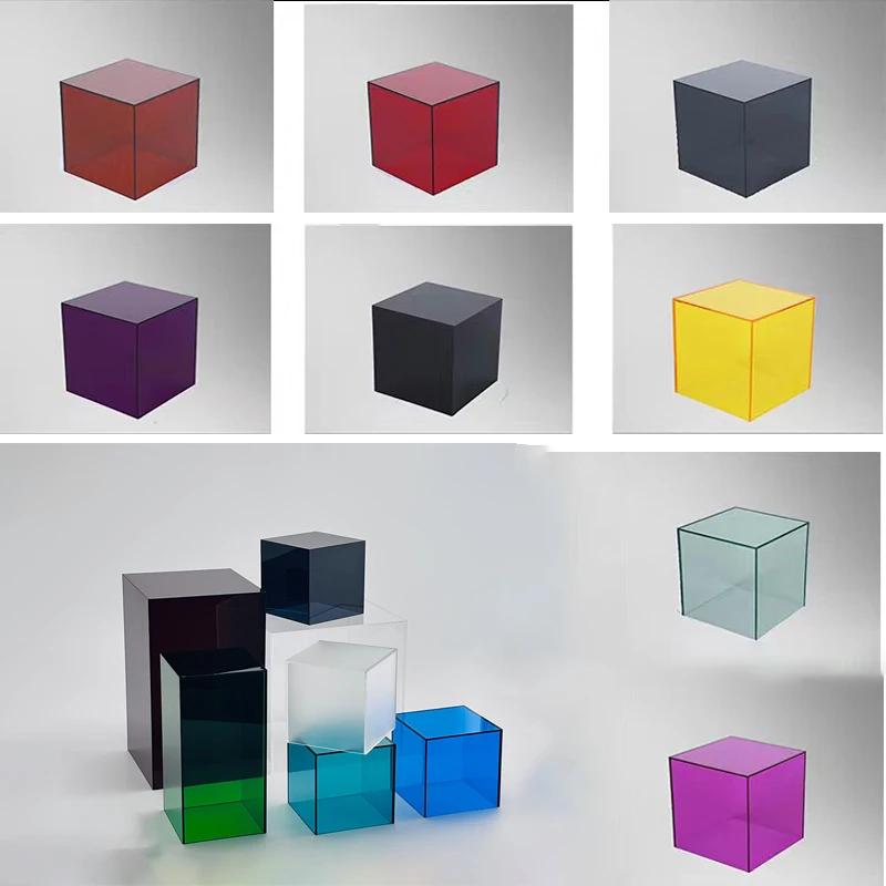 Colorful 5-Side Acrylic Display Box, Stackable Storage Showcase for Figures Toys Photography Props Decor