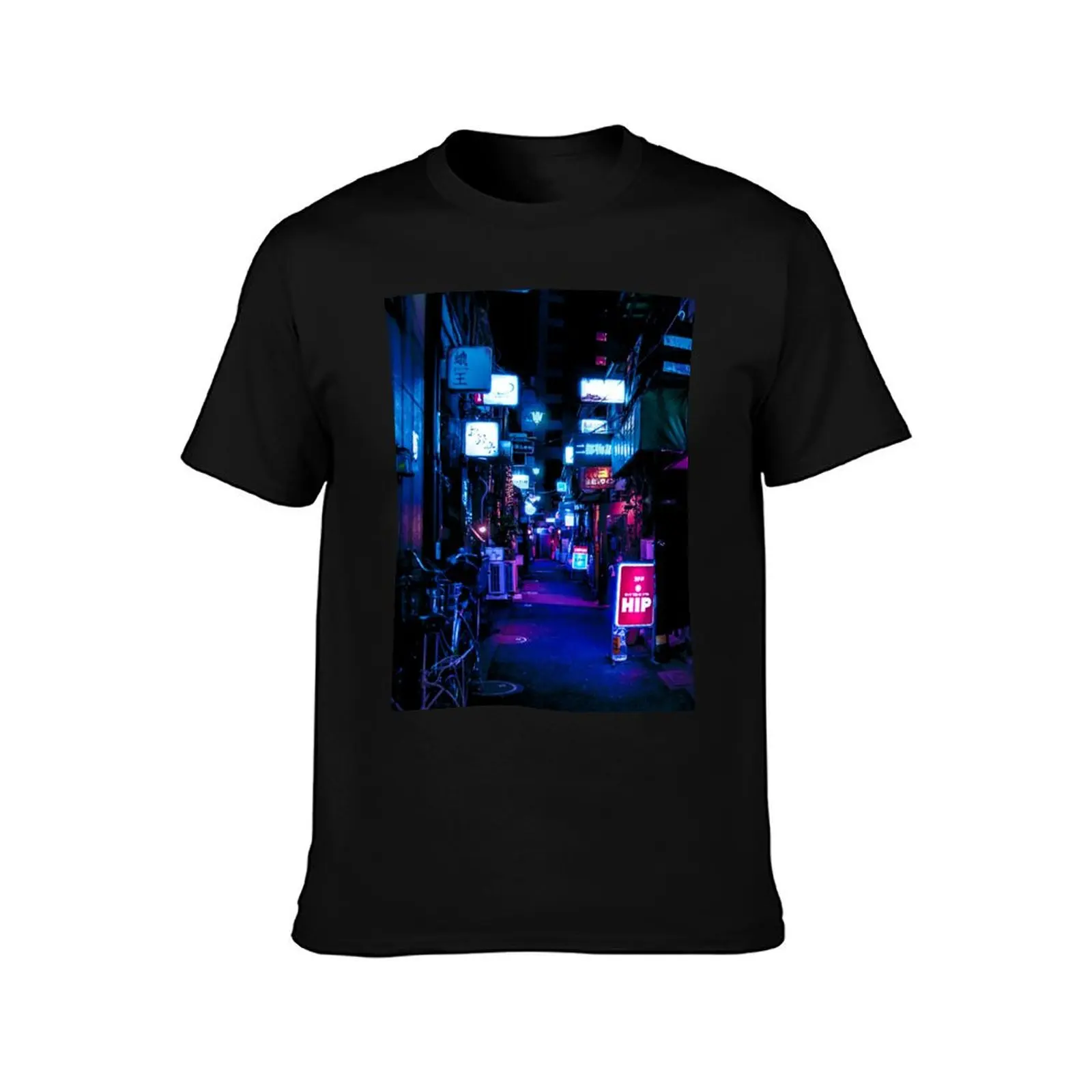 Alley Of The Glowing Signs T-Shirt Summer Casual Cotton Tee Oversized Streetwear Tops Vintage Graphic Print Unisex Men Women