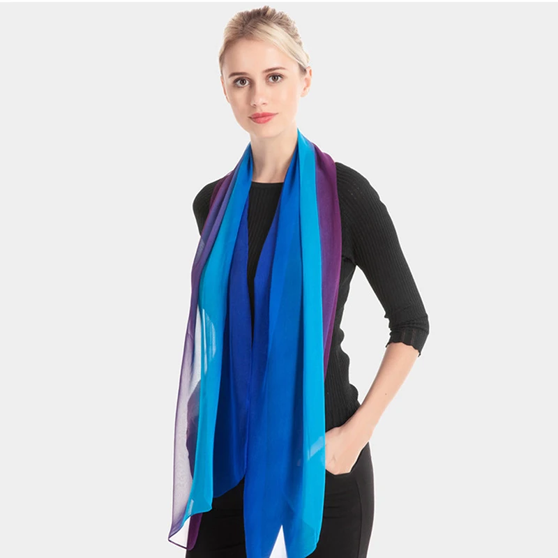 Women's Scarf Gradient Color Gauze Shawl Lightweight Soft Comfortable Breathable Outdoor Square Dance Female's Scarf