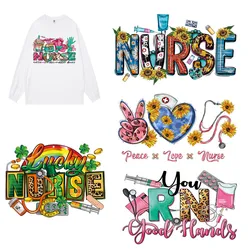 Health Care Custom Iron-on Printed Patterns for Tshirt DIY Nurse DTF Heat Transfer Ready-to-Press Printing Sticker for Clothes