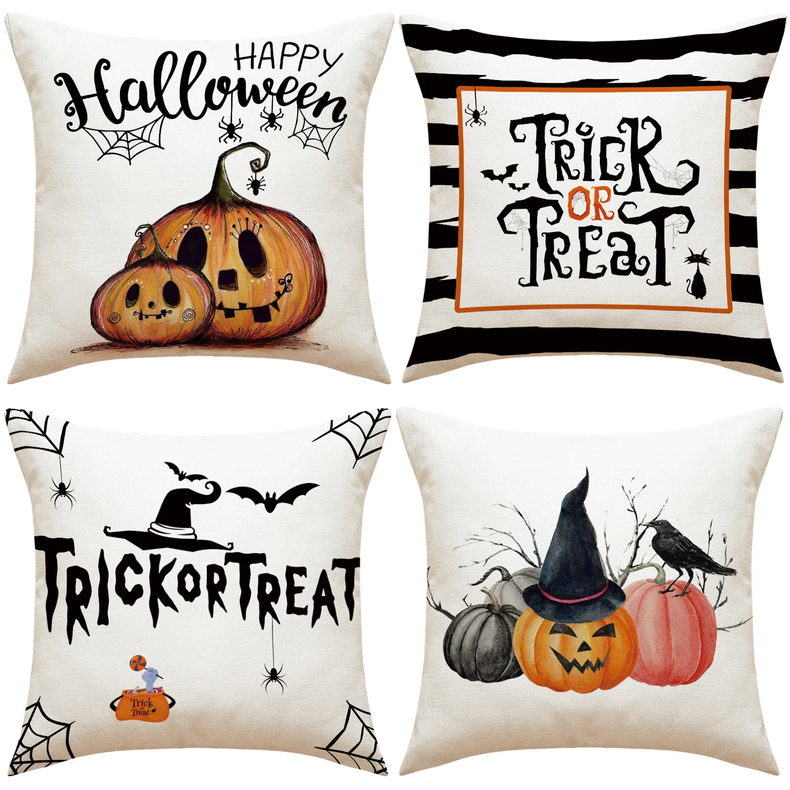 45x45cm Halloween Cushion Cover Pumpkin Bat Wizard Ghost Halloween Decor For Home Pillowcase Ornament Scary Halloween Party Gift