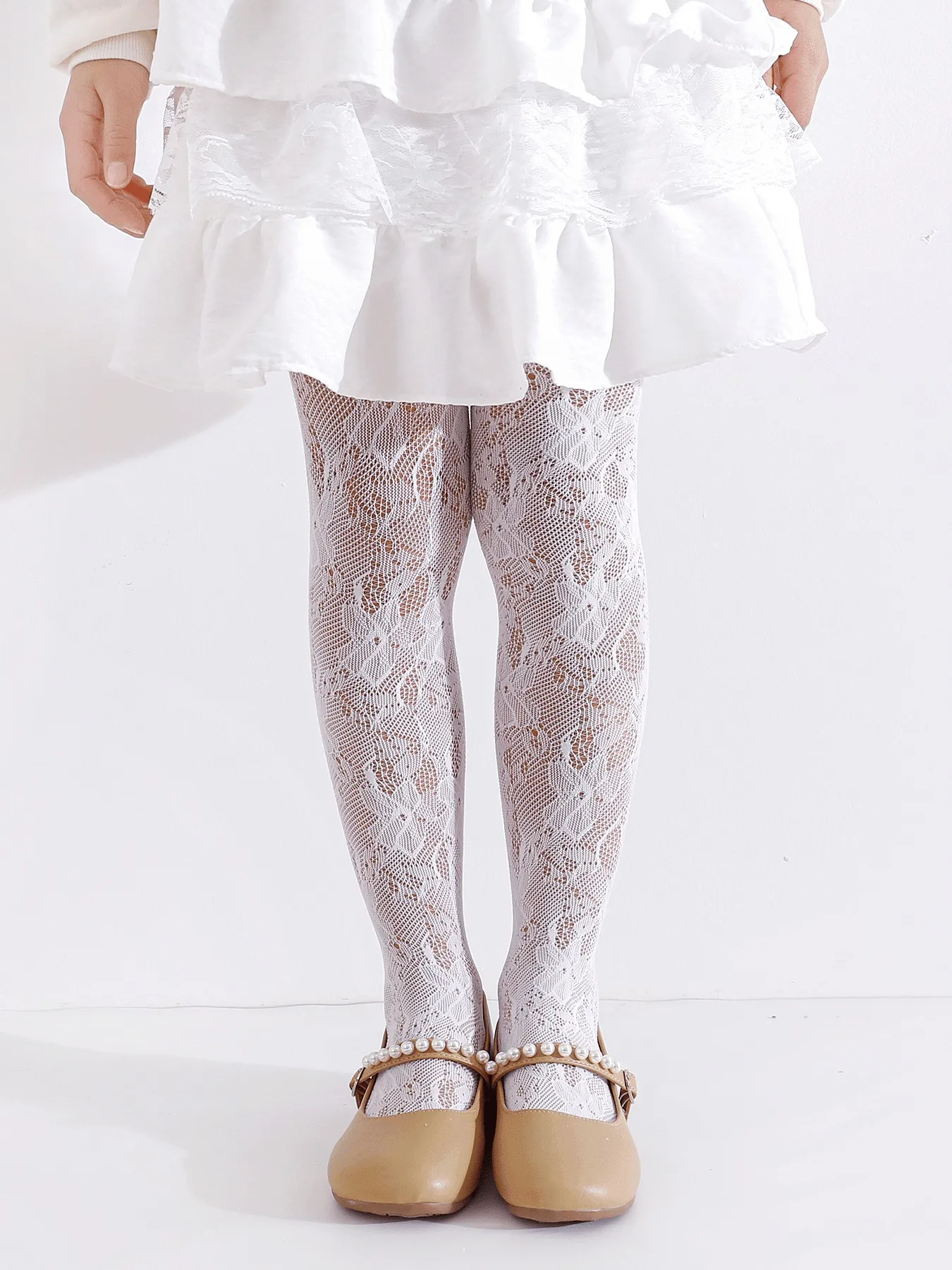 3-teilige Mädchen-Strumpfhose mit floraler Spitze, weiche, atmungsaktive, transparente Strumpfhose, Prinzessinnen-Strumpfhose für den täglichen Gebrauch, Partykleid-Strumpfhose für Kleinkinder von 1–11 Jahren – Detail 3