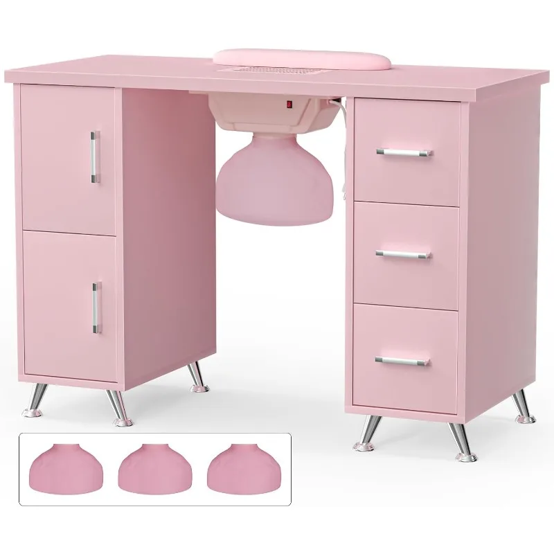 Table de manucure avec collecteur de poussière, bureau à ongles professionnel pour station de table de module d'ongle, armoire de proximité