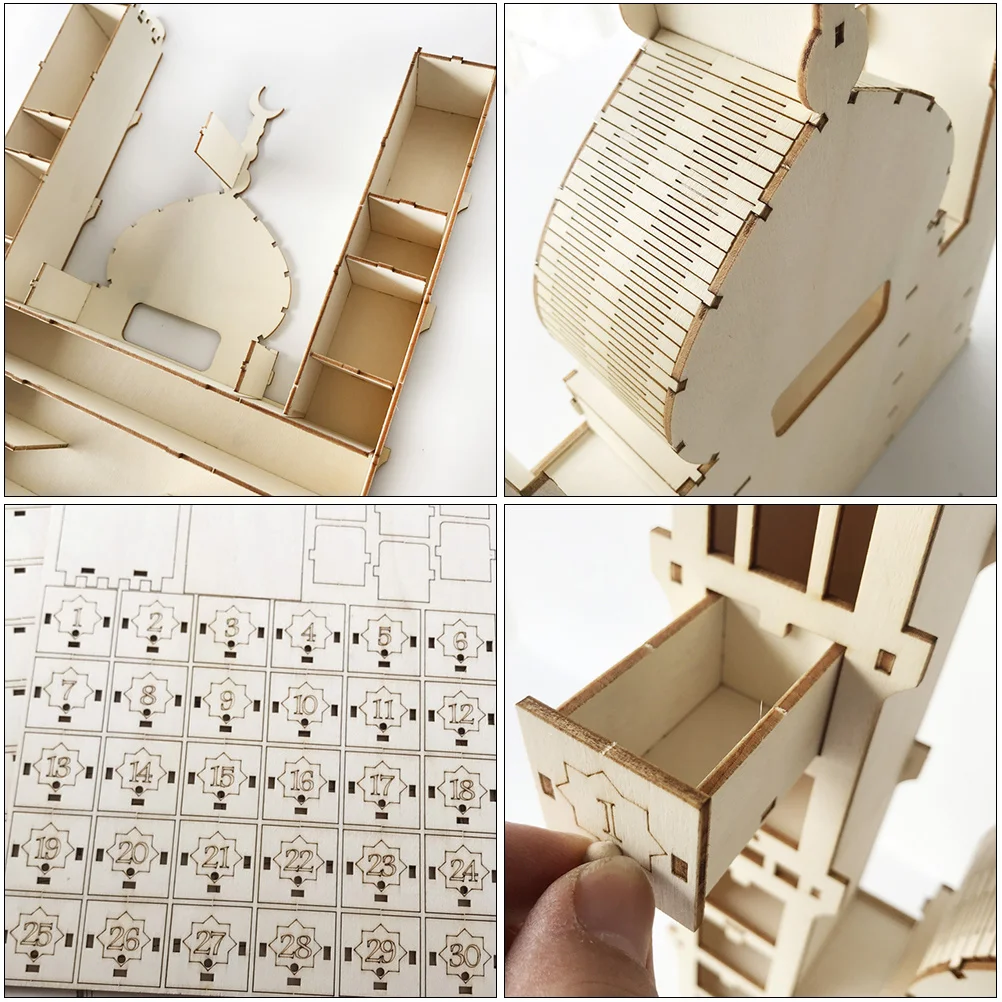 

Wooden Calendar Ornament Exquisite Countdown Decoration Useful Poster Meaningful Ramadan Festive Decorative Desktop