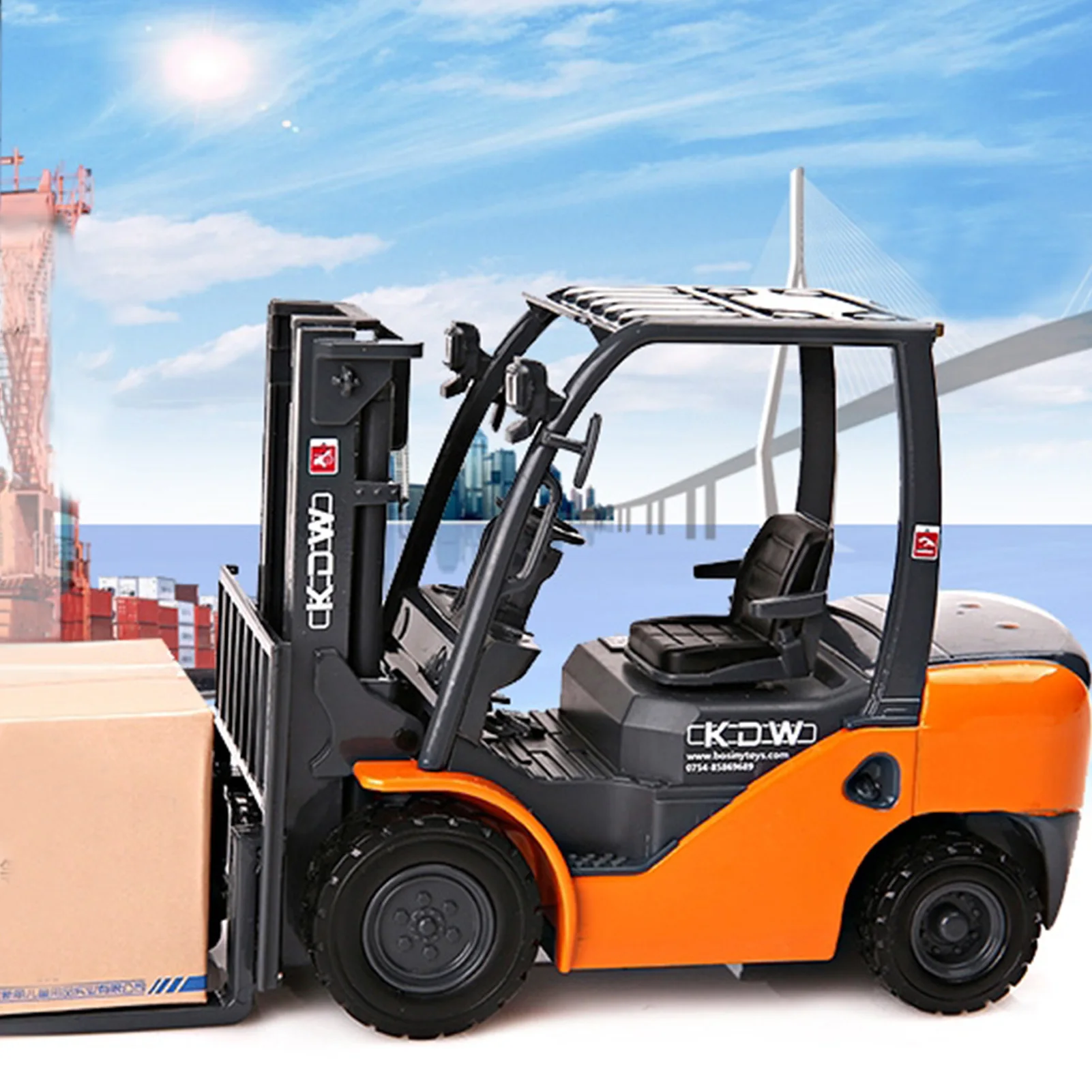 KDW 1/20 Car Model Forklift Truck Alloy Model Fork Truck Vehicle Model Engineering Car Metal Fork Lift Toy Boy Gift