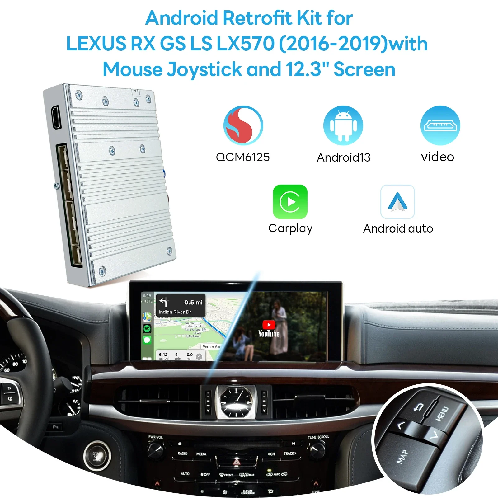 Best Seller Wireless Android Interface For Lexus LX570 RX GS LS With Mouse Joystick And 12.3