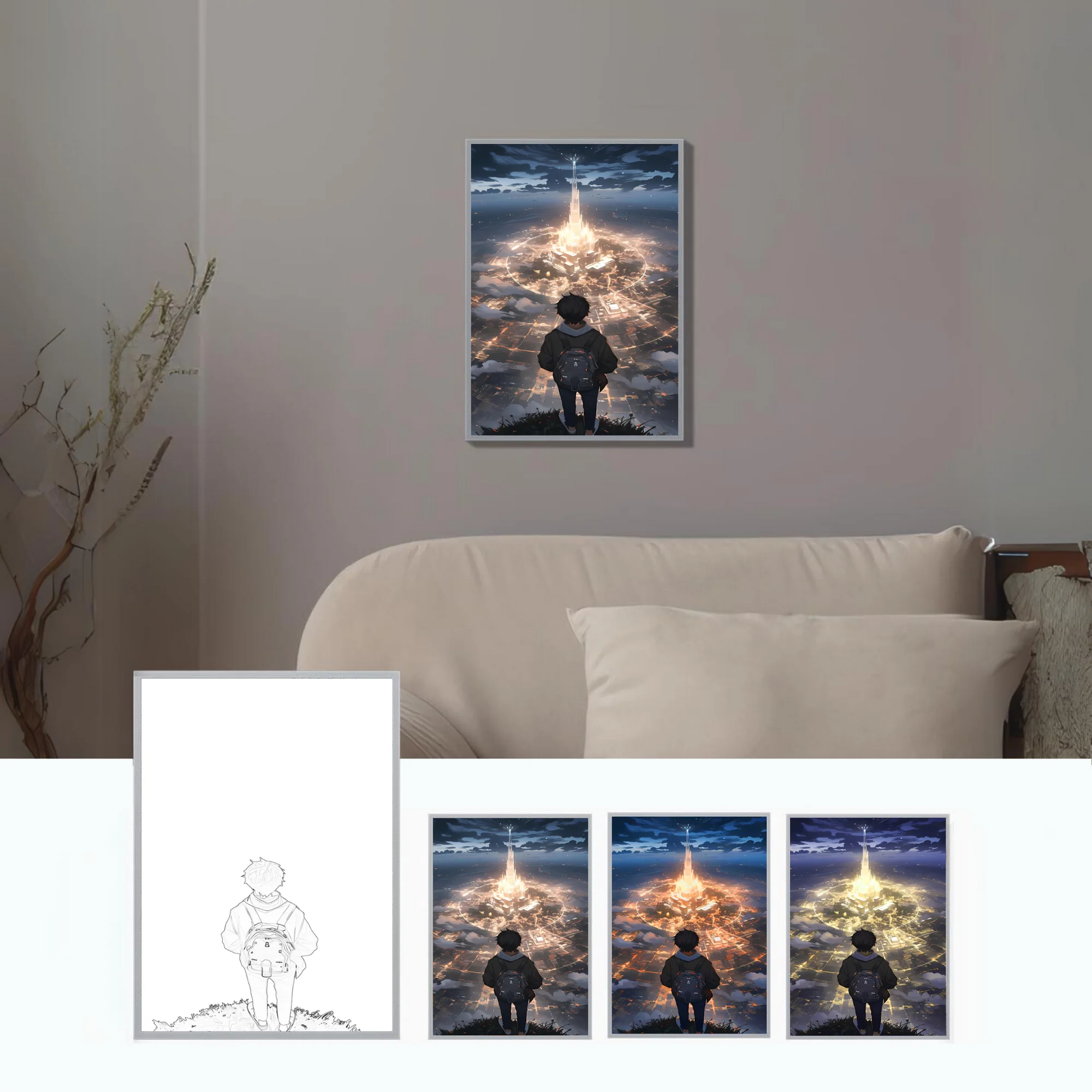 LED anime decorative night light painting gift, USB dimming HD picture glow, stunning gaming room ambient lamp for boyfriend