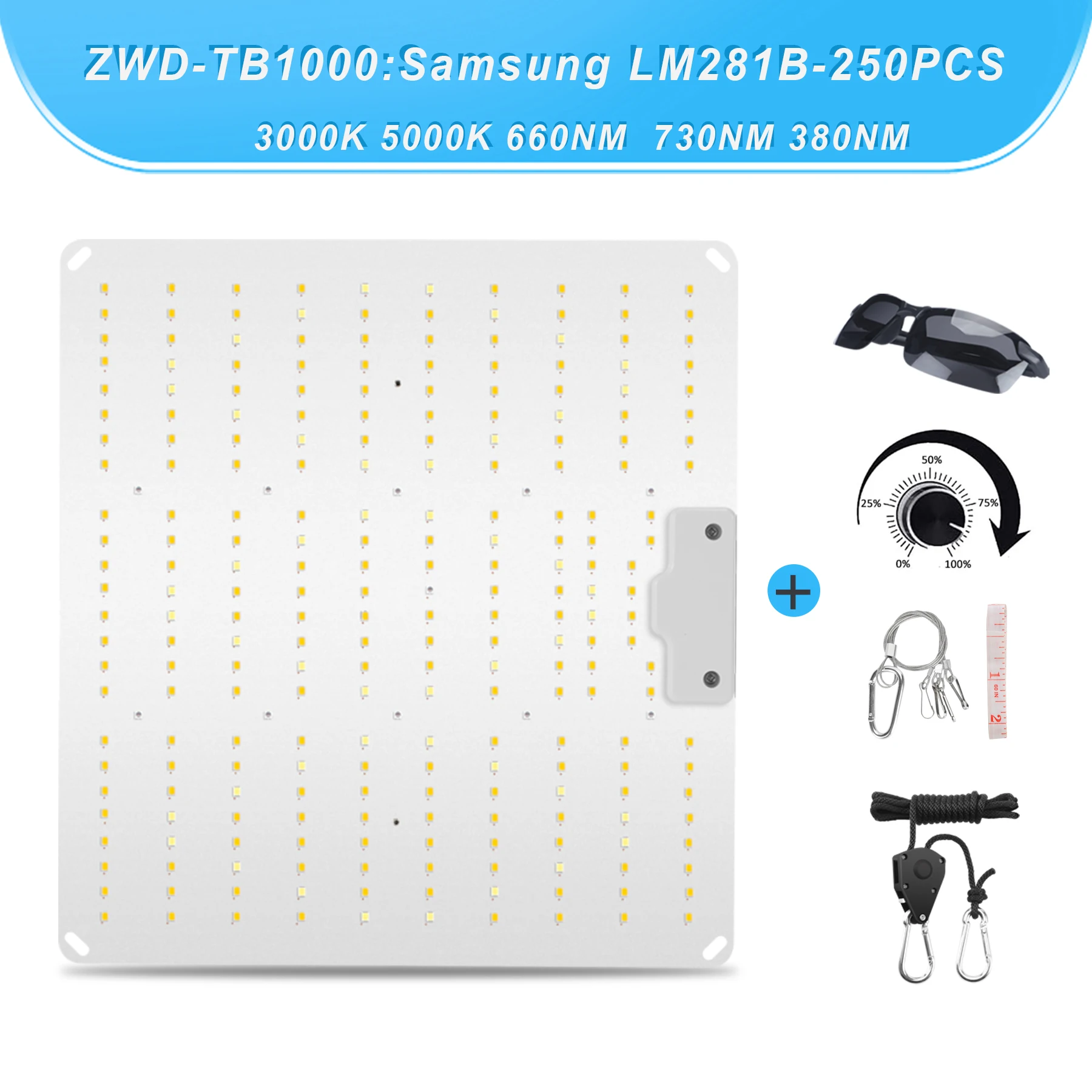 1000W LED Grow Light With Samsung Diode Full Spectrum Silent Quantum Board, Used for Indoor Greenhouse Tent Hydroponic Plant