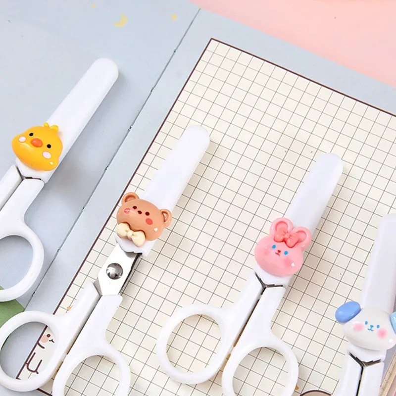 Cute Cartoon Animal Stainless Steel Safety Mini Scissors Kids Student DIY Paper Cutter Tool School Office Supply Stationery Gift