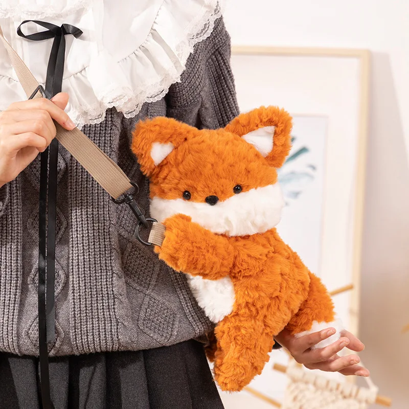 30cm dos desenhos animados raposa de pelúcia crossbody saco kawaii raposas boneca mochila meninas sacos de maquiagem animal boneca moeda bolsa presentes de natal