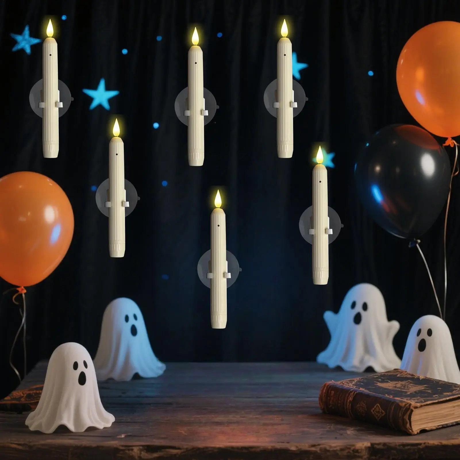 Window Candles LED Candles 7-inch Flameless Suction Lamp with Sensor for Indoor Use Thanksgiving Halloween Birthday Decor Living