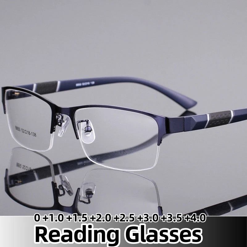 

Classic Business Men Reading Glasses Anti-radiation Presbyopia Half Frame Eyewear TR90 HD Lens Eyeglasses Diopters 0 To +4.0