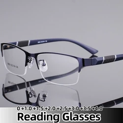 Classic Business Men Reading Glasses Anti-radiation Presbyopia Half Frame Eyewear TR90 HD Lens Eyeglasses Diopters 0 To +4.0